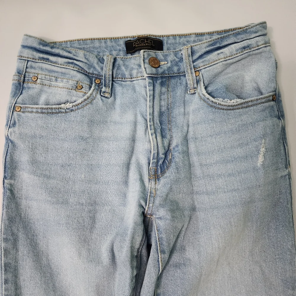 Rachel Roy Women Light Wash Distressed Straight Leg Jeans Size 4/27 Denim